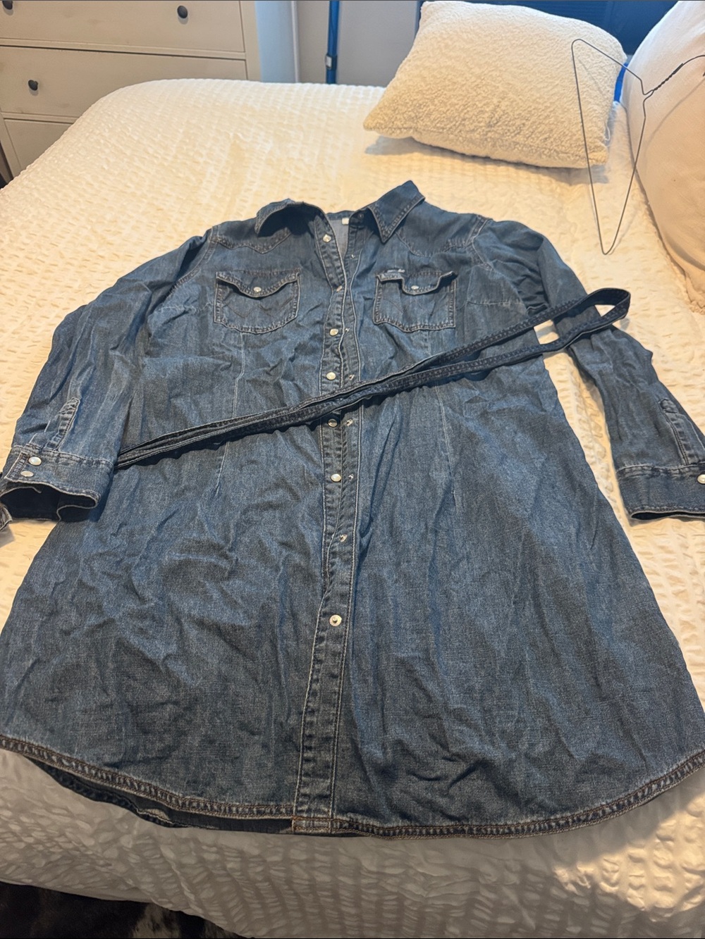 Wrangler Retro Denim Shirt Dress - Blue Pearl Snap